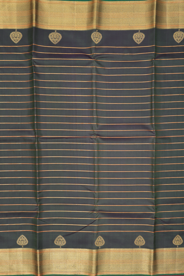 Kanchipuram Silk Saree In Dual Tone With Stripes Design