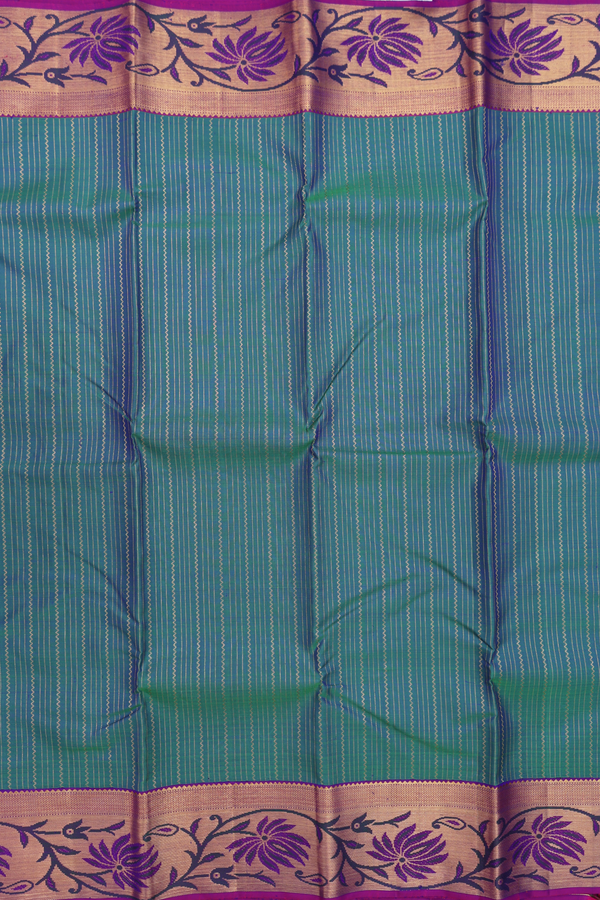 Kanchipuram Silk Saree In Dual Tone With Stripes Design