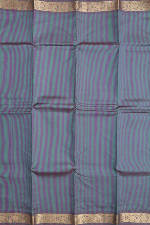 Kanchipuram Silk Saree In Dual Tone With Stripes Design