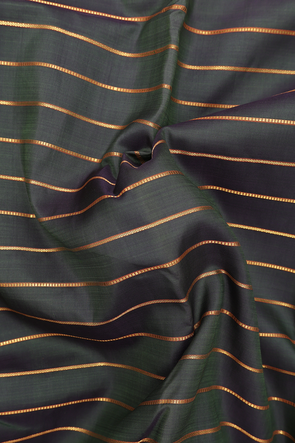 Kanchipuram Silk Saree In Dual Tone With Stripes Design