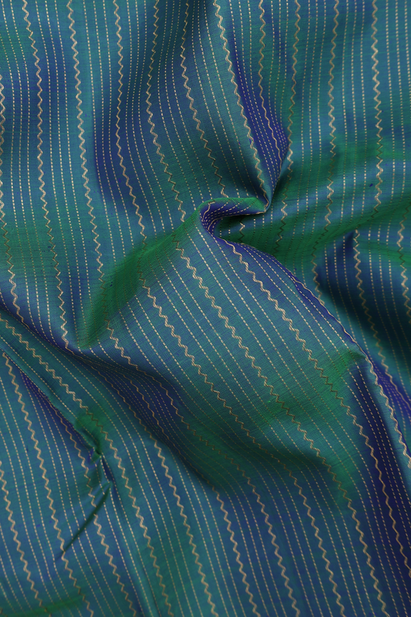 Kanchipuram Silk Saree In Dual Tone With Stripes Design