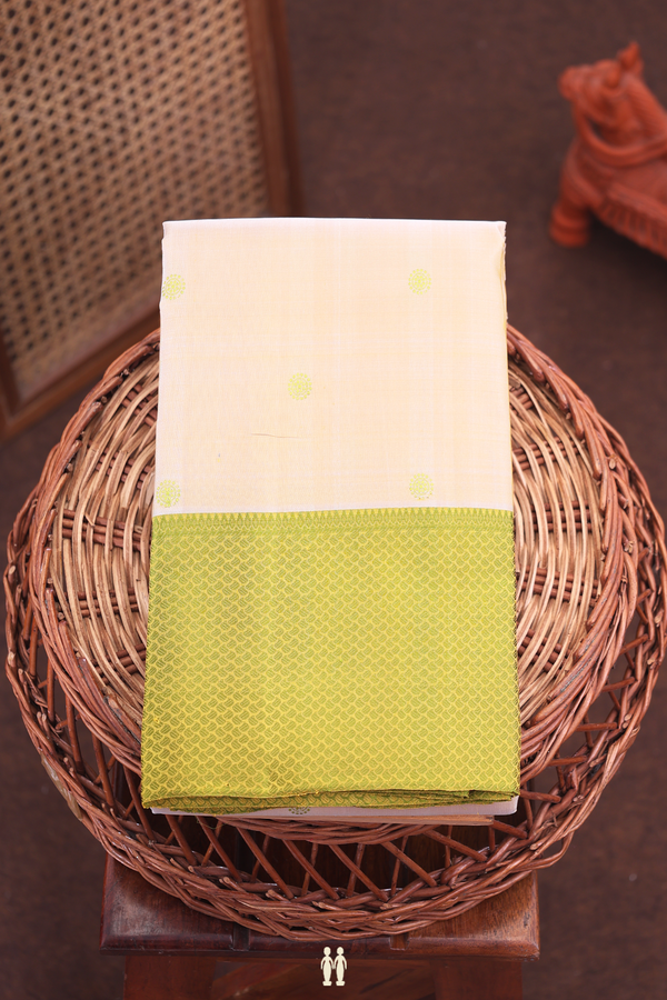 Kanchipuram Silk Saree In Dual Tone With Threadwork Buttas