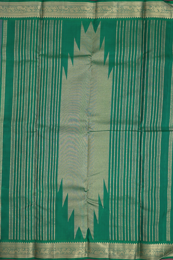 Kanchipuram Silk Saree In Dual Tone With Threadwork Design