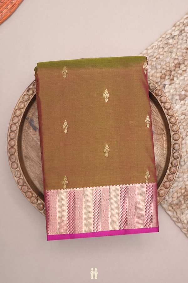 Kanchipuram Silk Saree In Dual Tone With Zari Buttas