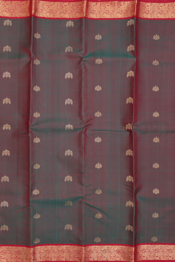 Kanchipuram Silk Saree In Dual Tone With Zari Buttas