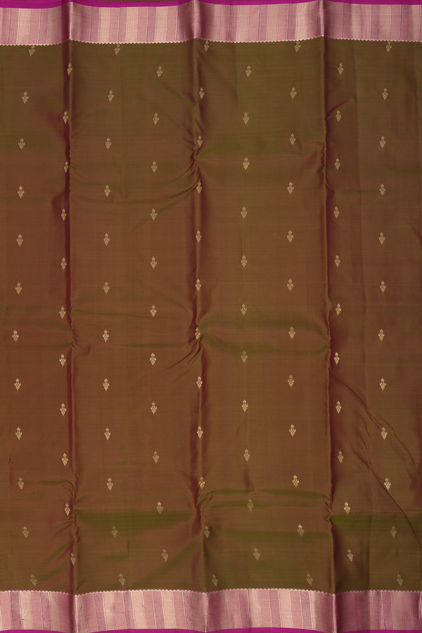 Kanchipuram Silk Saree In Dual Tone With Zari Buttas