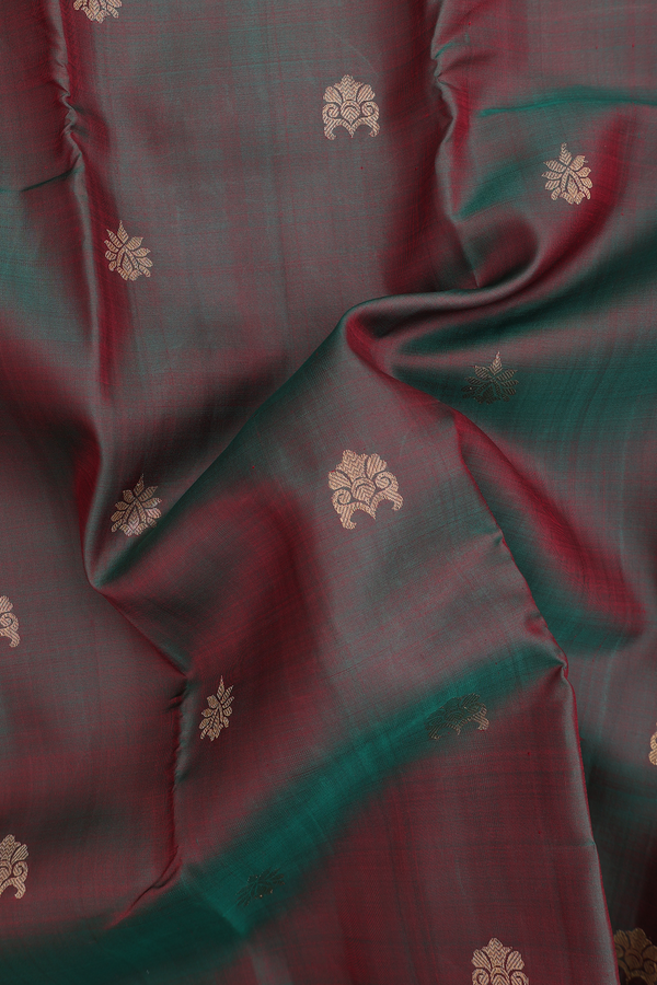 Kanchipuram Silk Saree In Dual Tone With Zari Buttas