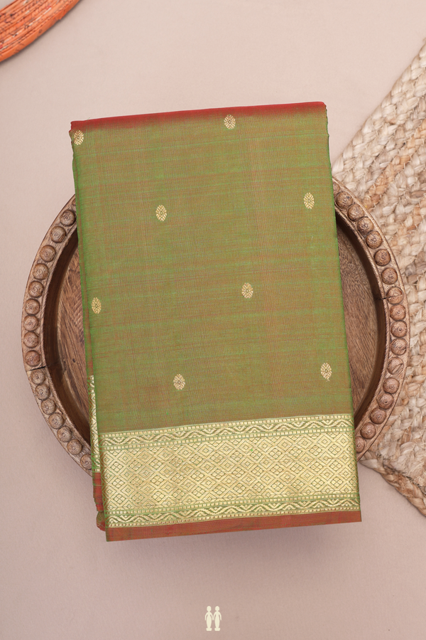 Kanchipuram Silk Saree In Dual Tone With Zari Buttas