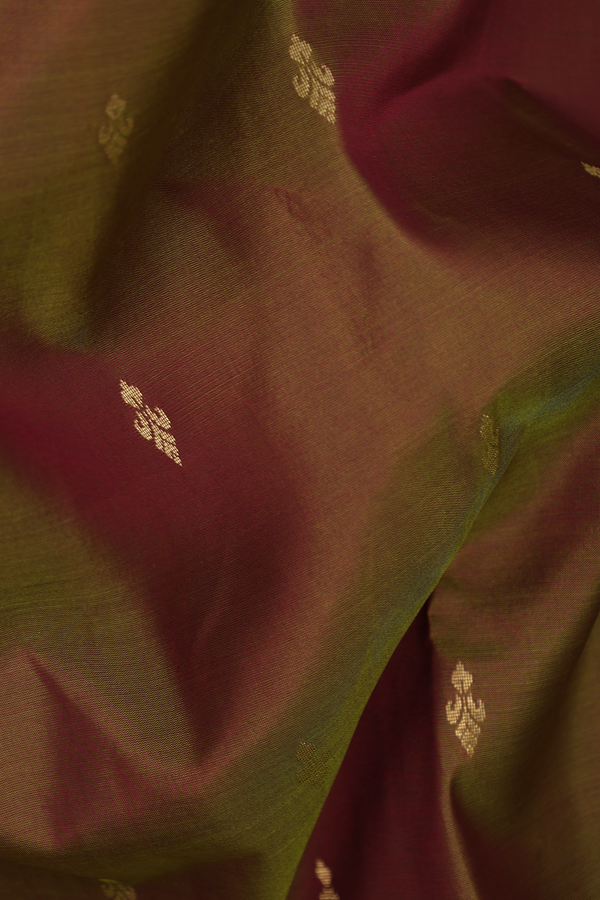 Kanchipuram Silk Saree In Dual Tone With Zari Buttas