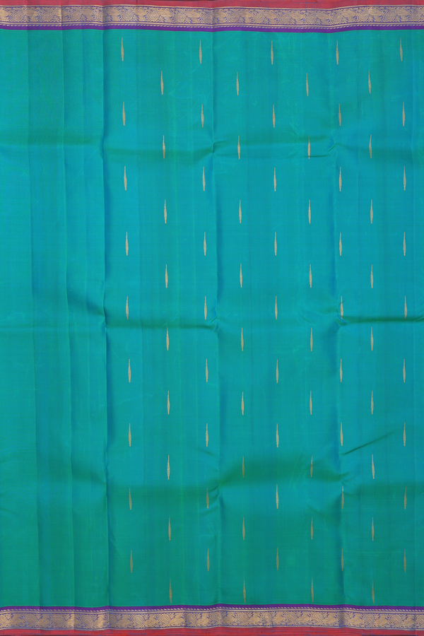 Kanchipuram Silk Saree In Dual Tone With Zari Motifs