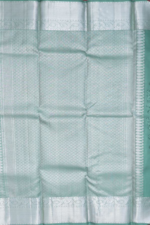 Kanchipuram Silk Saree In Dusty Green With Jacquard Pattern