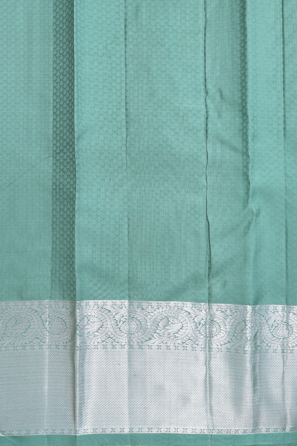 Kanchipuram Silk Saree In Dusty Green With Jacquard Pattern