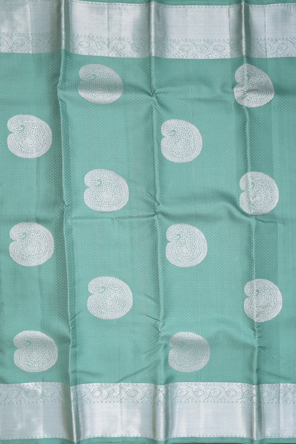 Kanchipuram Silk Saree In Dusty Green With Jacquard Pattern