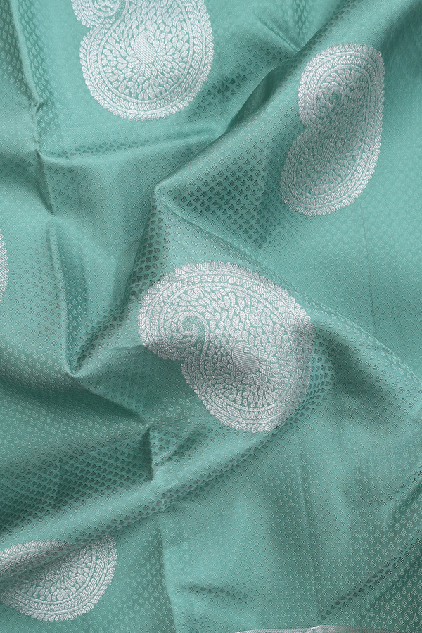 Kanchipuram Silk Saree In Dusty Green With Jacquard Pattern