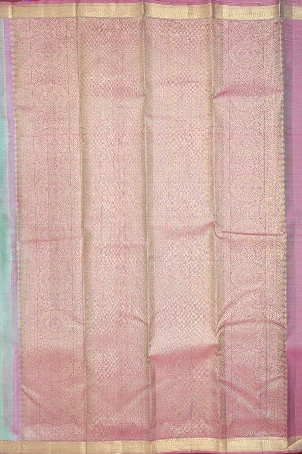 Kanchipuram Silk Saree In Dusty Green With Peacock Motifs