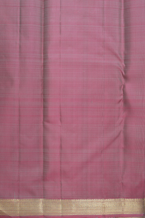 Kanchipuram Silk Saree In Dusty Green With Peacock Motifs