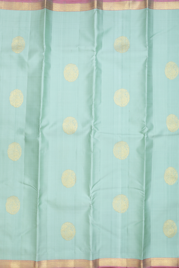 Kanchipuram Silk Saree In Dusty Green With Peacock Motifs