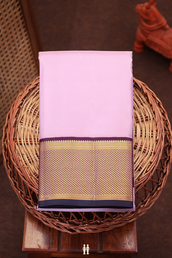 Kanchipuram Silk Saree In Dusty Lavender With Zari Border