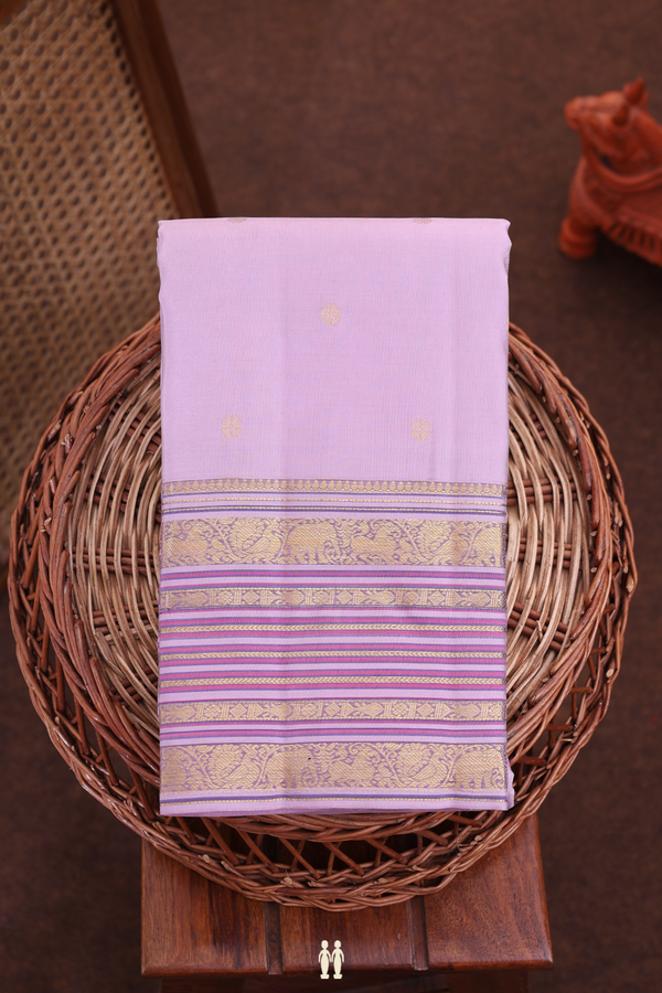 Kanchipuram Silk Saree In Dusty Lavender With Floral Buttis
