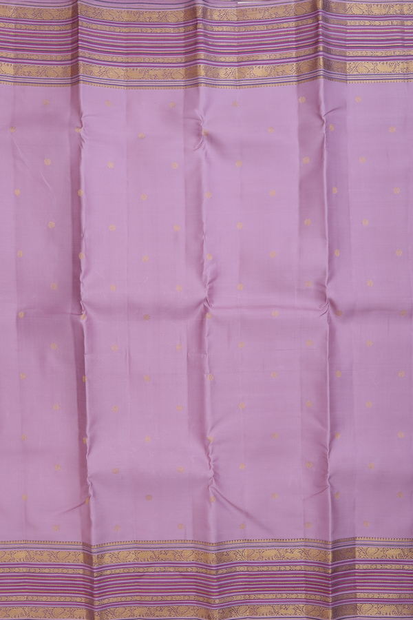 Kanchipuram Silk Saree In Dusty Lavender With Floral Buttis
