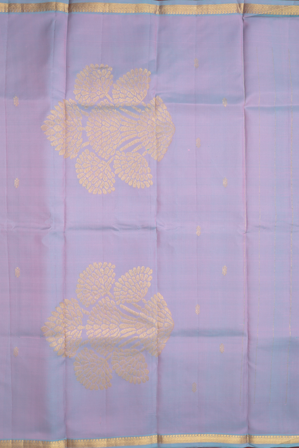 Kanchipuram Silk Saree In Dusty Lavender With Zari Buttas