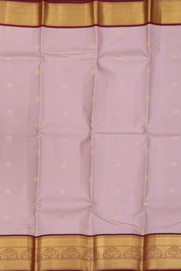 Kanchipuram Silk Saree In Pale Purple With Floral Buttas
