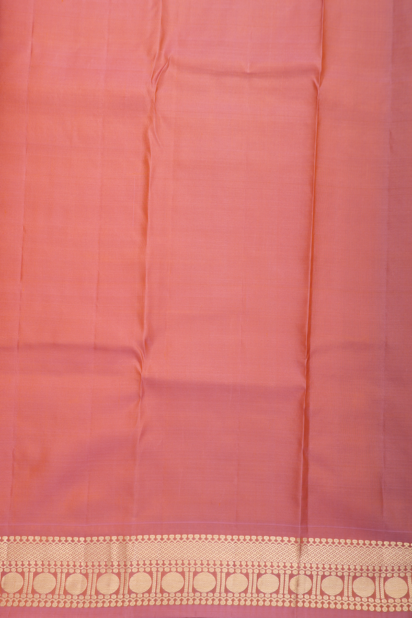 Kanchipuram Silk Saree In Dusty Orange With Zari Buttas