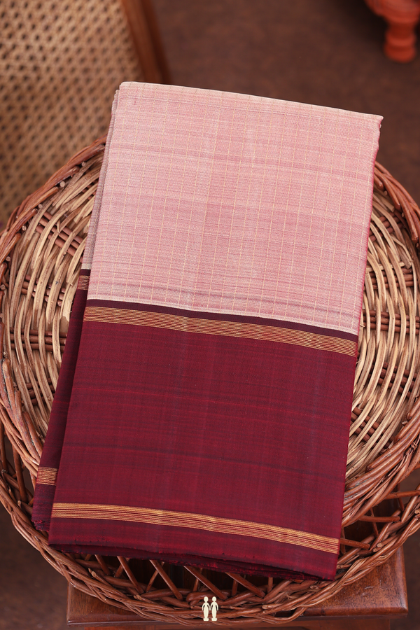 Kanchipuram Silk Saree In Dusty Pink With Checks Design