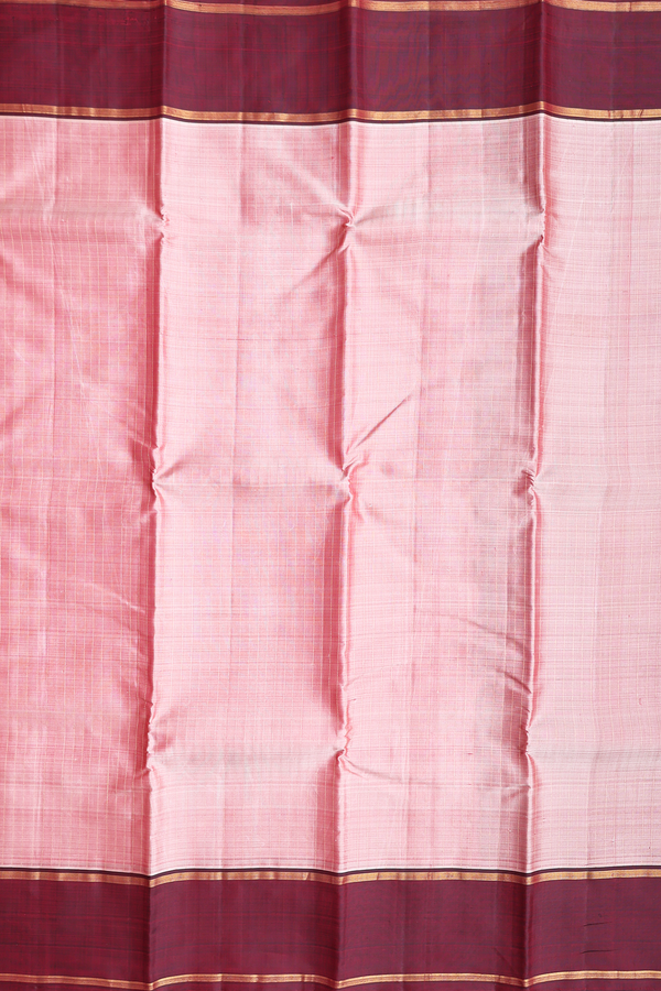 Kanchipuram Silk Saree In Dusty Pink With Checks Design