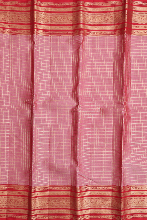 Kanchipuram Silk Saree In Dusty Pink With Checks Design