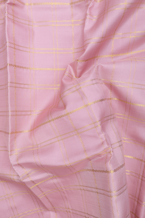 Kanchipuram Silk Saree In Dusty Pink With Checks Design