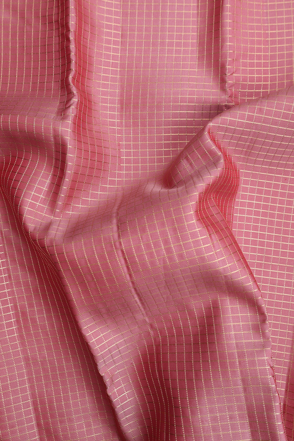 Kanchipuram Silk Saree In Dusty Pink With Checks Design