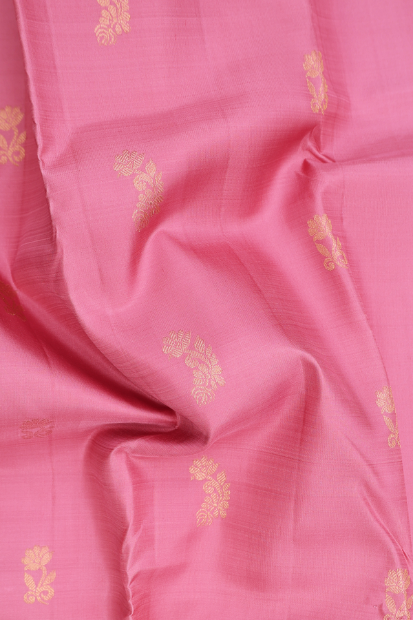 Kanchipuram Silk Saree In Dusty Pink With Floral Buttas