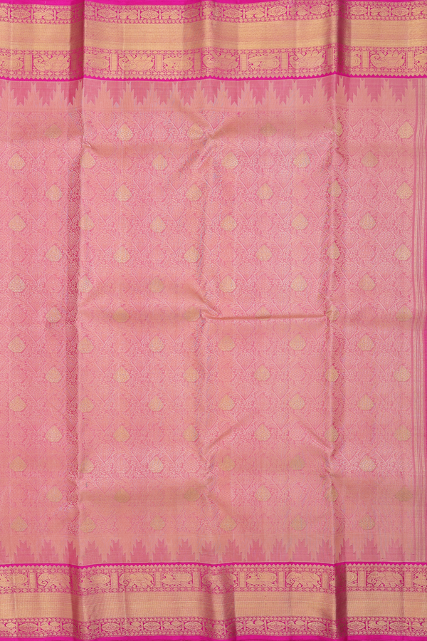 Kanchipuram Silk Saree In Dusty Pink With Jacquard Pattern