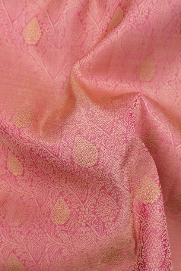 Kanchipuram Silk Saree In Dusty Pink With Jacquard Pattern