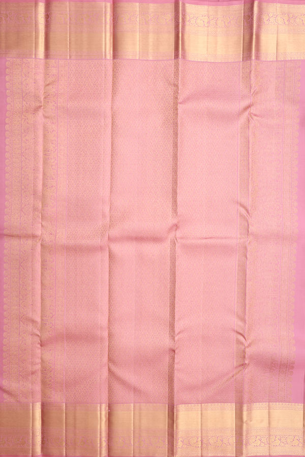 Kanchipuram Silk Saree In Dusty Pink With Peacock Design