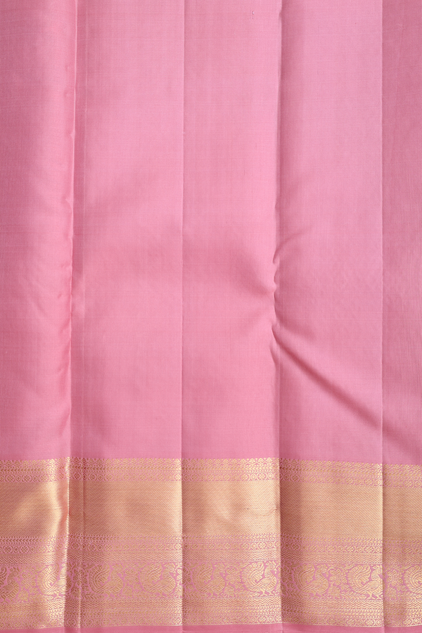 Kanchipuram Silk Saree In Dusty Pink With Peacock Design