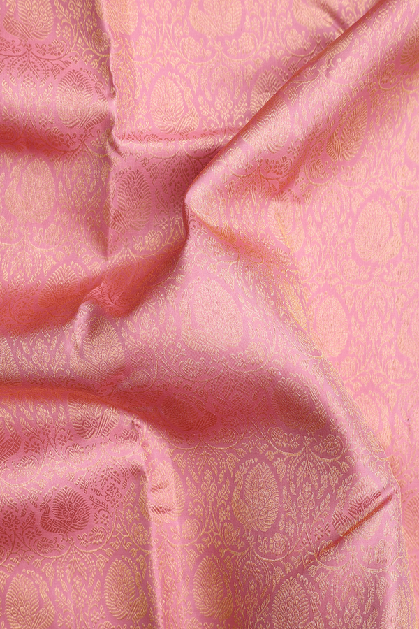 Kanchipuram Silk Saree In Dusty Pink With Peacock Design