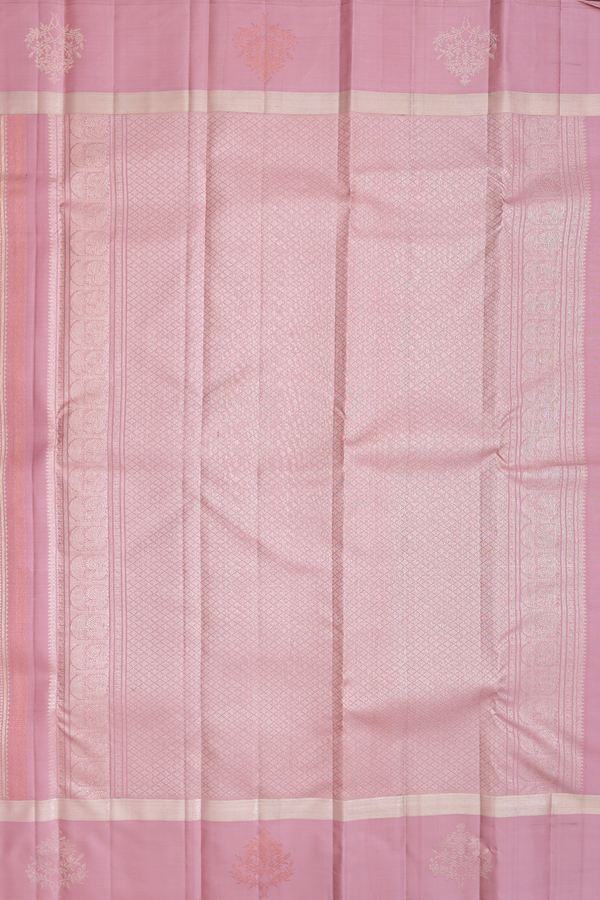 Kanchipuram Silk Saree In Dusty Pink With Stripes Design