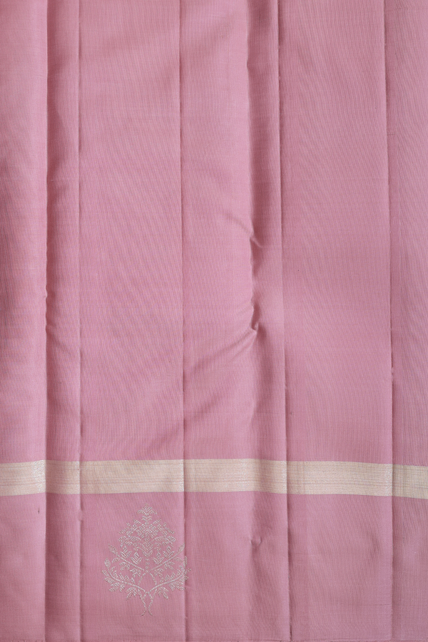 Kanchipuram Silk Saree In Dusty Pink With Stripes Design
