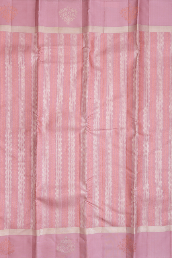 Kanchipuram Silk Saree In Dusty Pink With Stripes Design