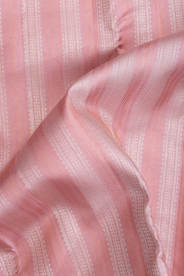 Kanchipuram Silk Saree In Dusty Pink With Stripes Design
