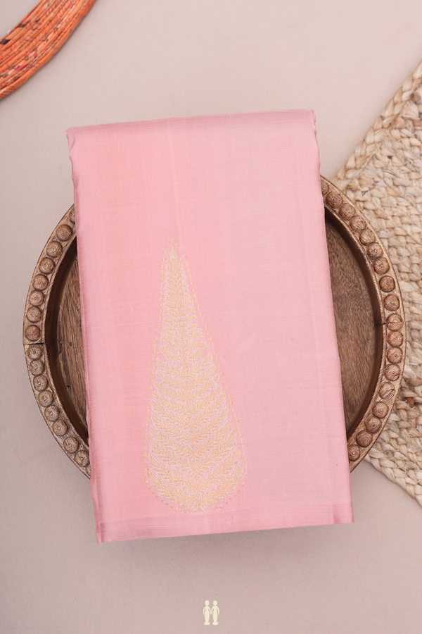 Kanchipuram Silk Saree In Dusty Pink With Zari Design