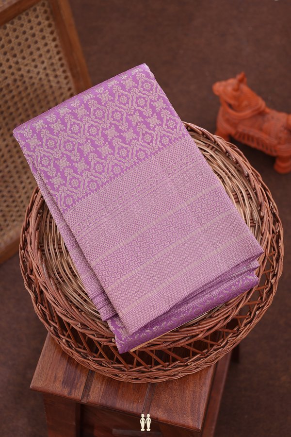 Kanchipuram Silk Saree In Dusty Purple With Brocade Design