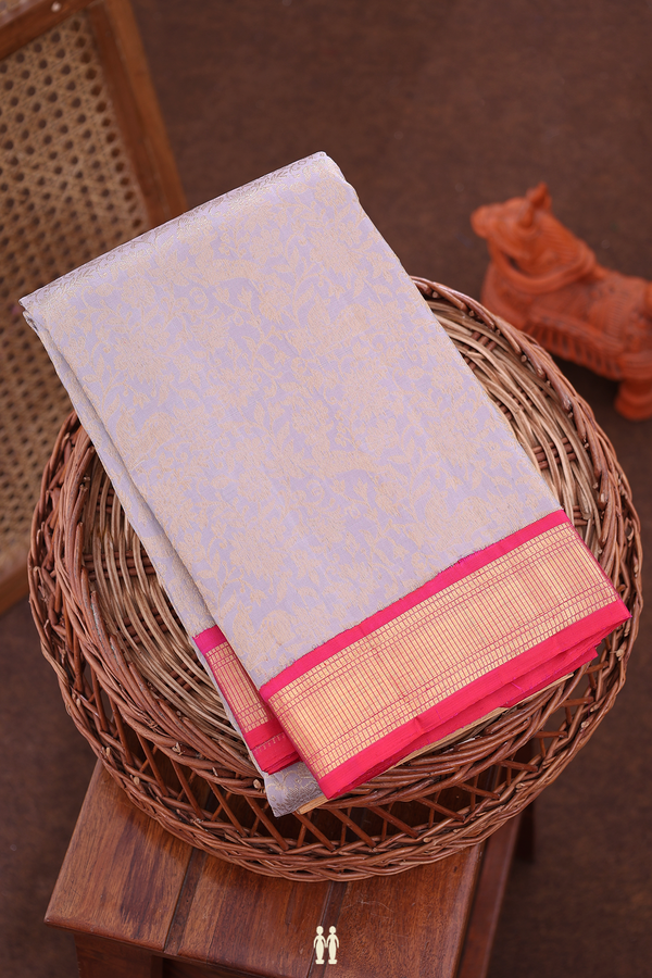 Kanchipuram Silk Saree In Dusty Purple With Brocade Design