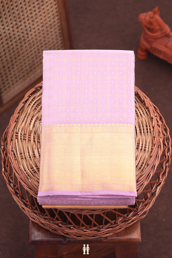 Kanchipuram Silk Saree In Dusty Purple With Checks Design