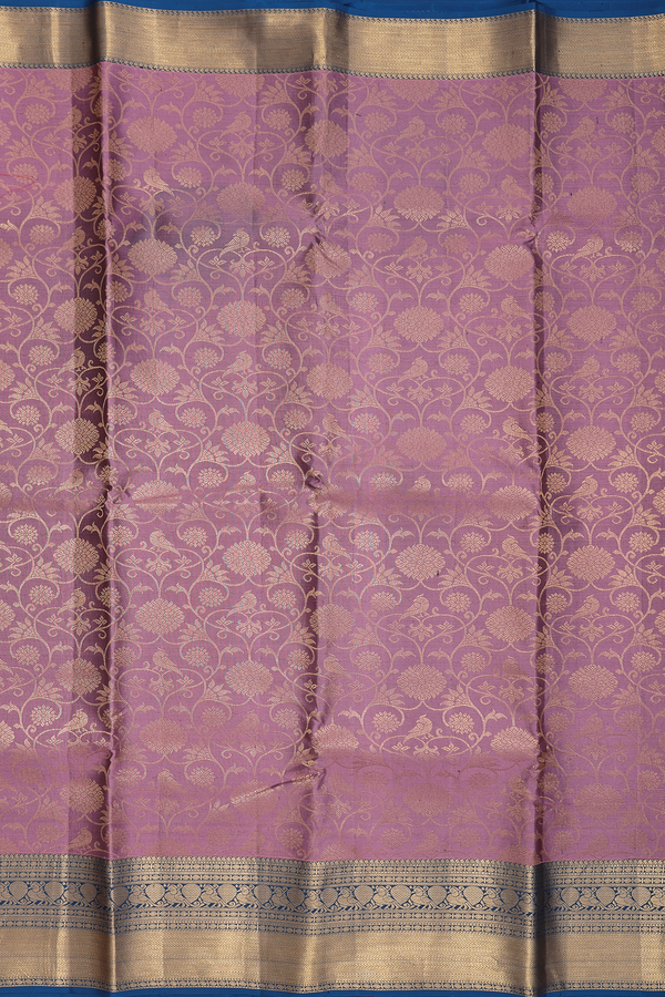 Kanchipuram Silk Saree In Dusty Purple With Floral Design