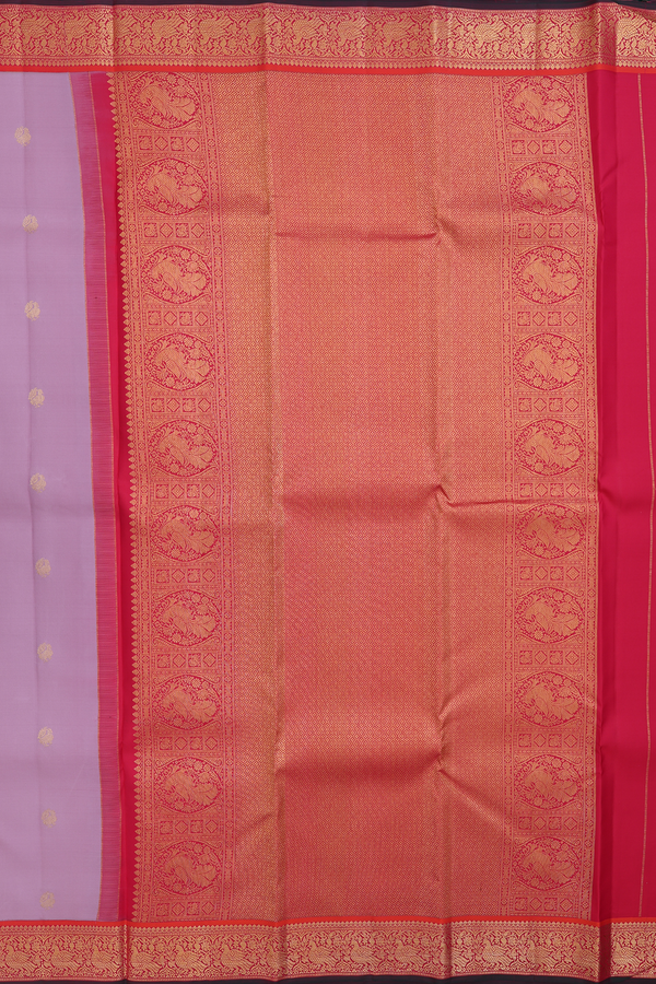 Kanchipuram Silk Saree In Dusty Purple With Peacock Buttas