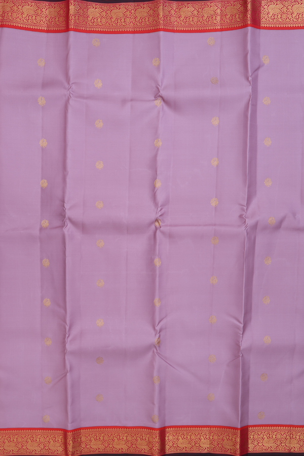 Kanchipuram Silk Saree In Dusty Purple With Peacock Buttas