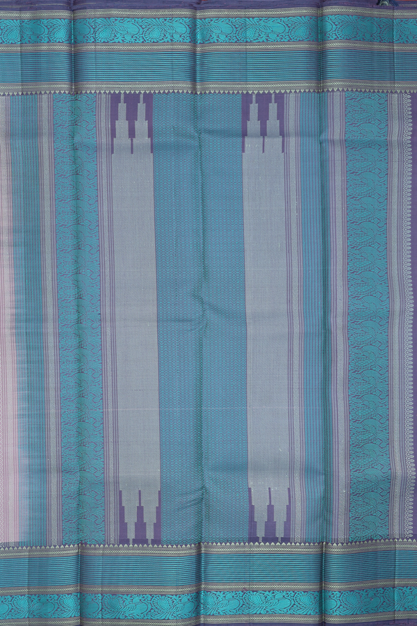 Kanchipuram Silk Saree In Dusty Purple With Threadwork Buttas